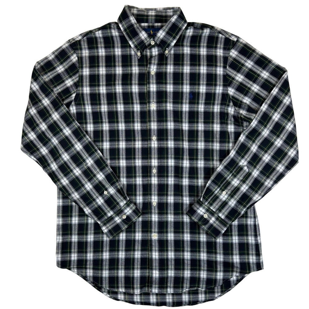Ralph Lauren Mens Performance‎ Flannel Plaid Button Down Shirt Classic Fit Large
